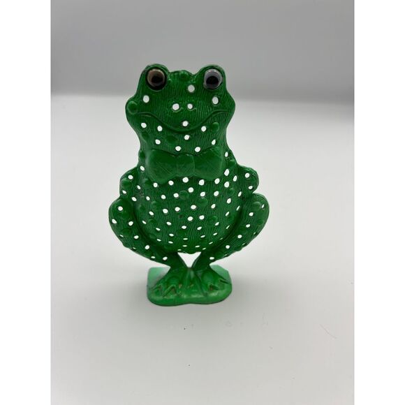 Vintage Green Frog Decorative Garden Ornament Handcrafted Ceramic Toad Figurine - Picture 2 of 7
